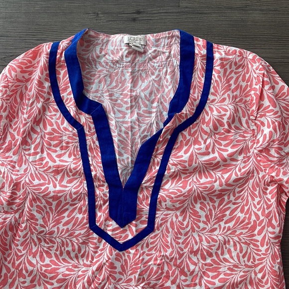 J.Crew V Neck Tunic Blouse Coral Blue Size Small - Picture 8 of 10